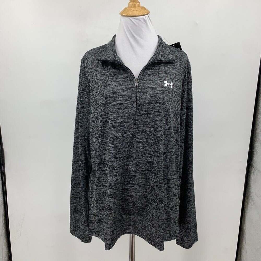 Under Armour Shirt Womens L Large Black Titanium Tech Twist 1/2 Zip Space Dye - Picture 2 of 11